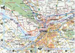 Mapa de la región de Ottawa-Gatineau.