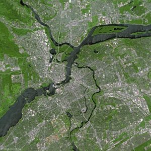 Vista satelital de la región de Ottawa-Gatineau.