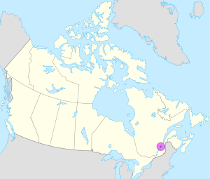 Mapa de ubicación de la ciudad de Quebec en Canadá.