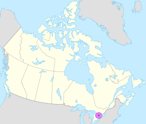 Mapa de ubicación de Toronto en Canadá.