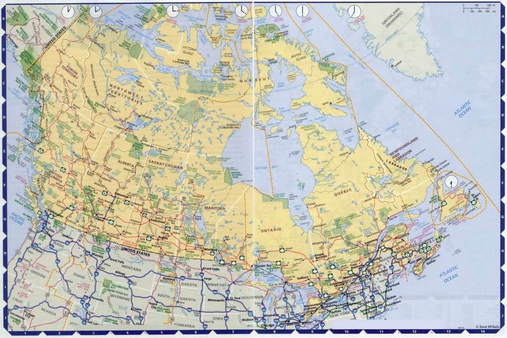 Mapa de carreteras de Canadá.