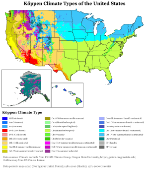 Mapa climático de Estados Unidos