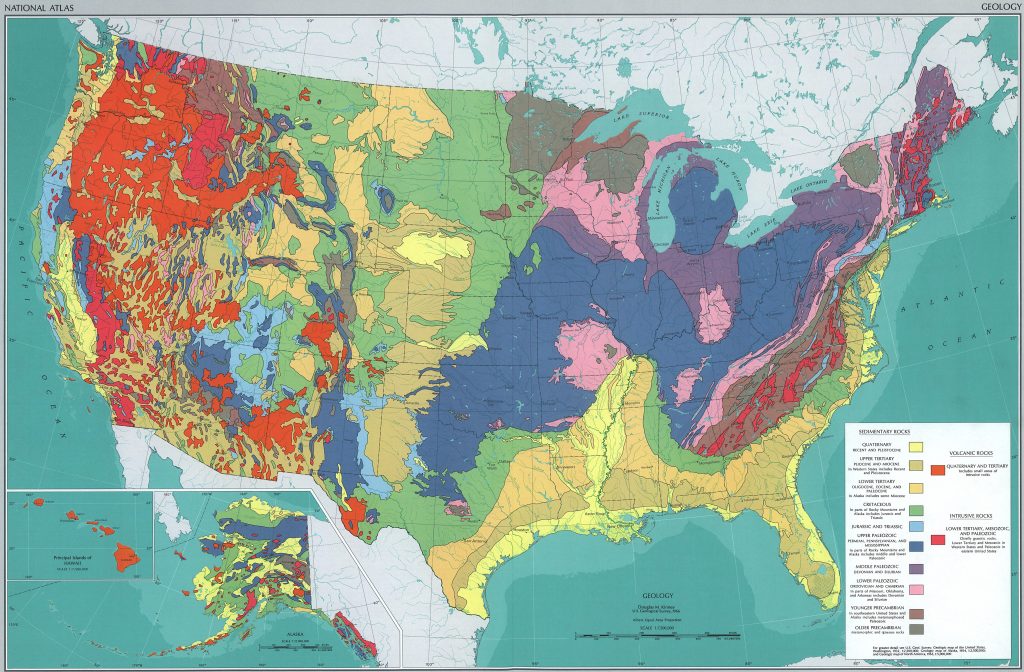 Mapa geológico de Estados Unidos.
