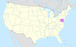 Mapa de ubicación de Washington D. C. en Estados Unidos.