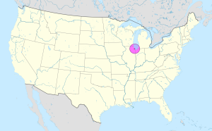 Mapa de ubicación de Chicago en Estados Unidos.
