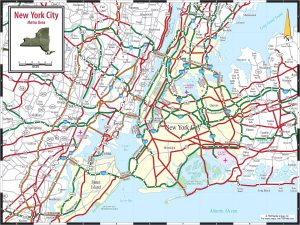 Mapa de carreteras del área de Nueva York.
