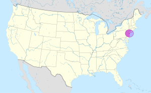 Mapa de ubicación de la ciudad de Nueva York en Estados Unidos.