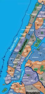Plano de Manhattan en la ciudad de Nueva York.
