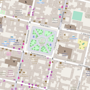 Plano de la plaza de armas de Ayacucho y sus alrededores.