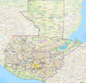 Mapa de la República de Guatemala.
