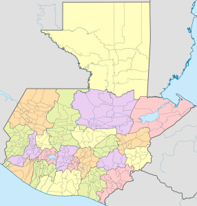 Mapa mudo coloreado de Guatemala.