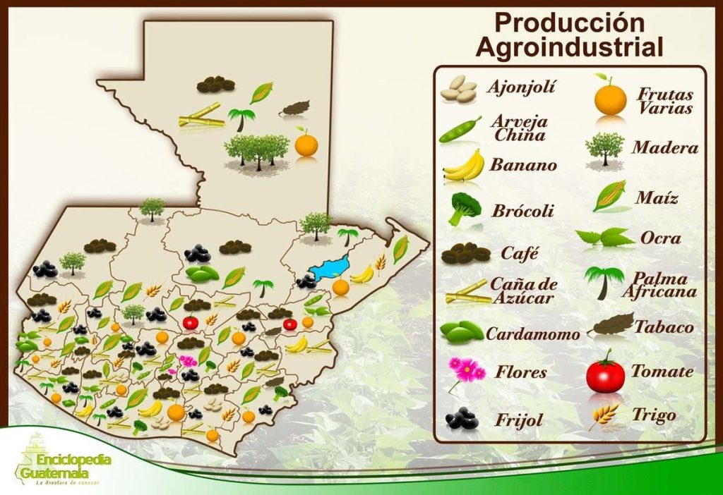 Mapa agrícola de Guatemala.