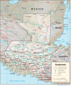 Mapa de relieve sombreado de Guatemala.