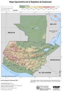 Mapa hipsométrico de Guatemala.