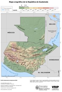Mapa orográfico de Guatemala.