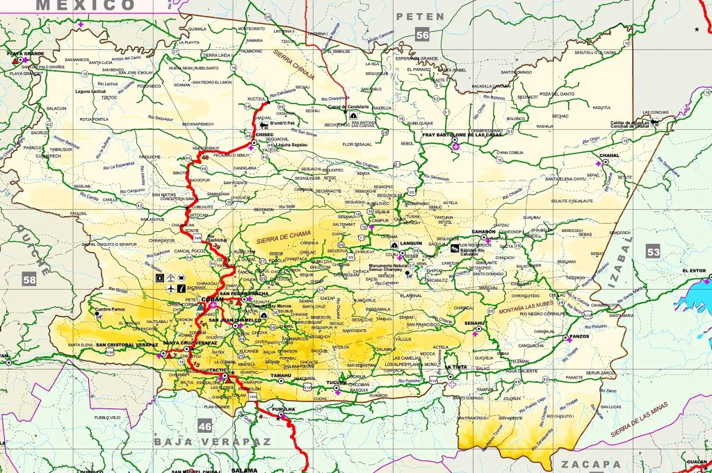 Mapa del Departamento de Alta Verapaz.