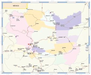Mapa de las principales ciudades del departamento de Alta Verapaz.