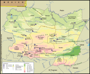 Mapa físico del Departamento de Alta Verapaz
