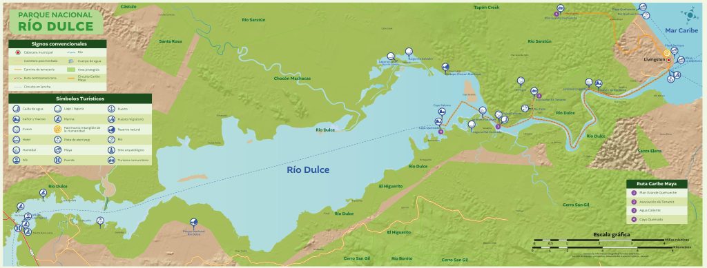 Mapa del parque nacional Río Dulce.