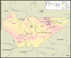 Mapa físico del Departamento de Baja Verapaz