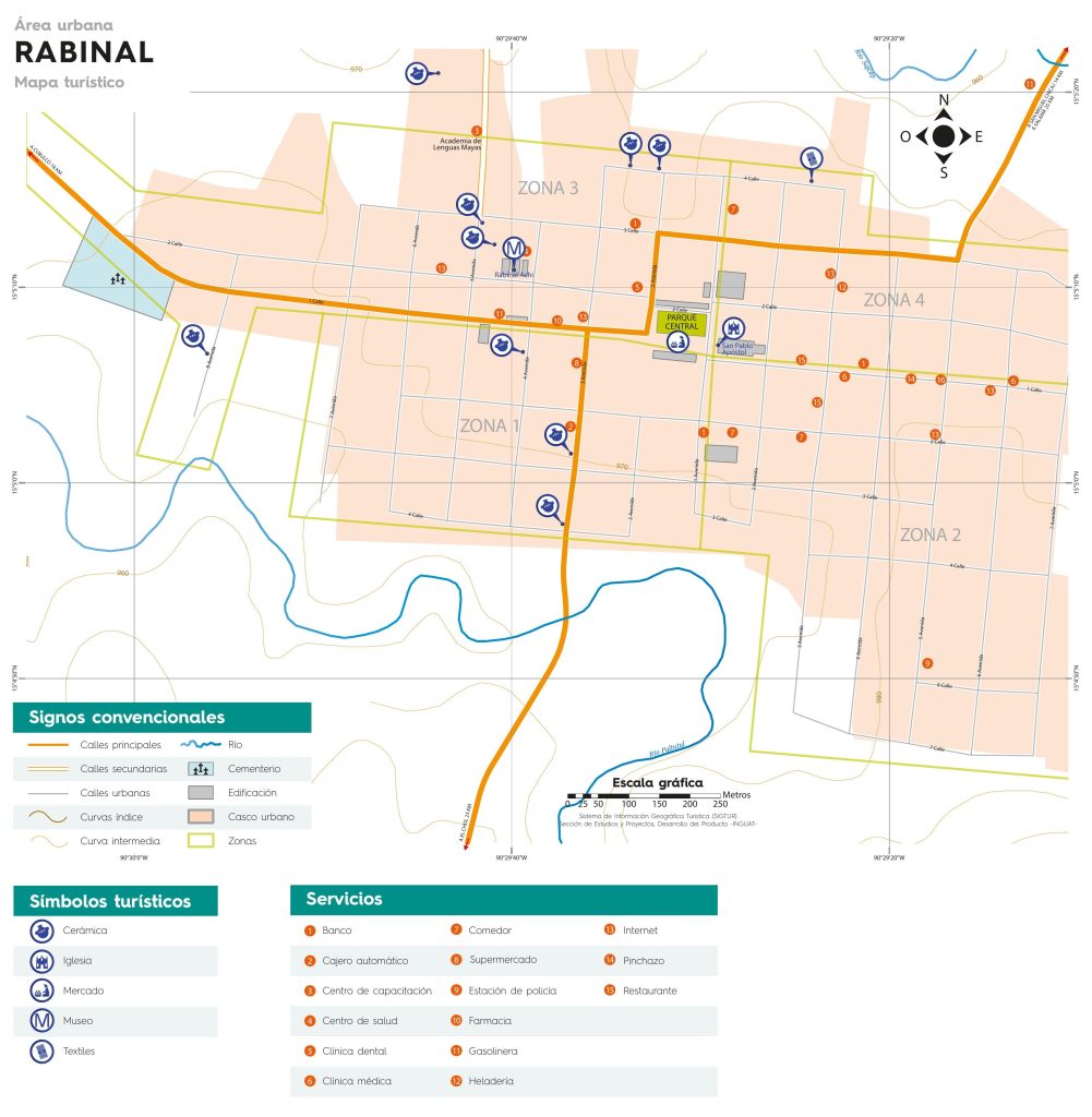 Mapa de la ciudad de Rabinal.