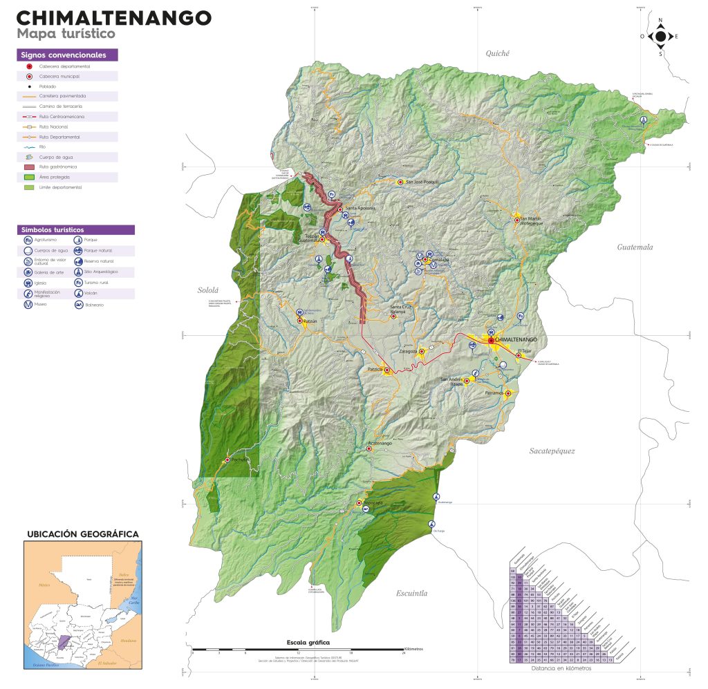 Mapa turistico del Departamento de Baja Chimaltenango.