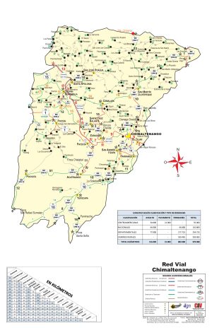 Mapa de carreteras del Departamento de Chimaltenango