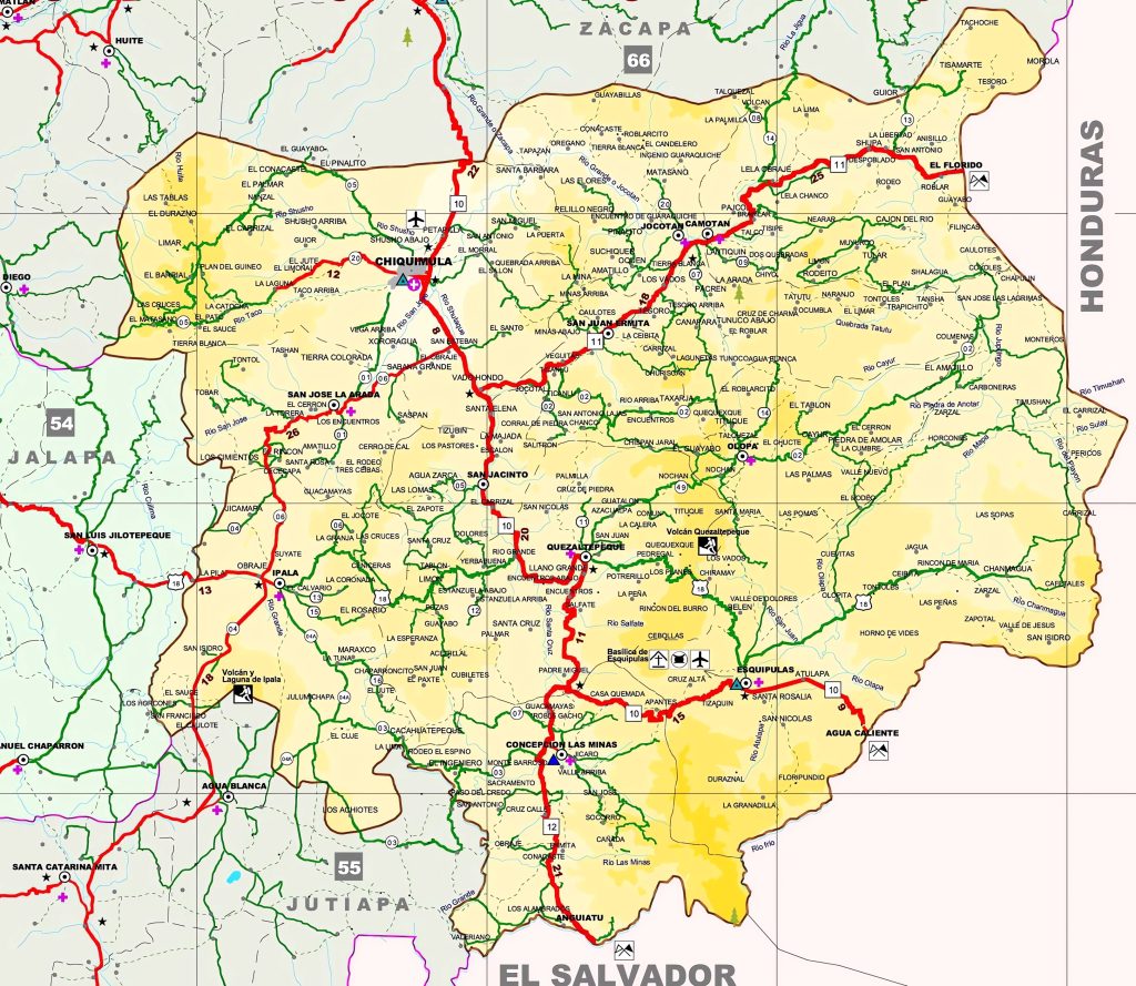 Mapa del Departamento de Chiquimula.