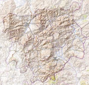 Mapa topográfico del Departamento de Chiquimula.