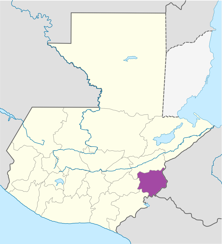 Mapa de ubicación del Departamento de Chiquimula.