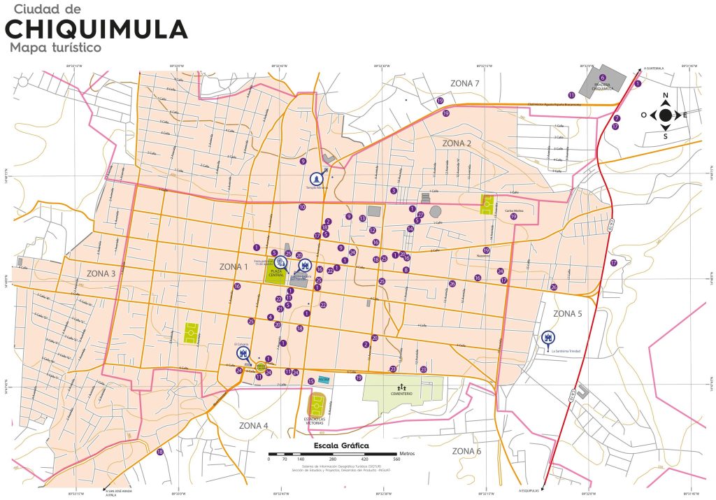 Mapa de la ciudad de Chiquimula.