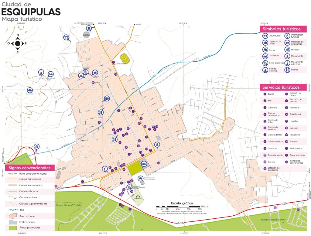Mapa de la ciudad de Esquipulas.
