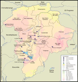 Mapa físico del Departamento de Guatemala