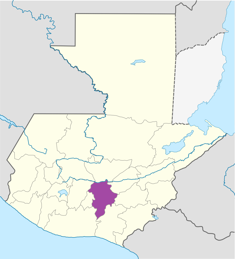 Mapa de ubicación del Departamento de Guatemala.