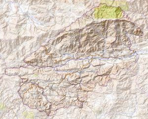 Mapa topográfico del Departamento de El Progreso.