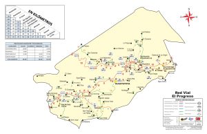 Mapa de carreteras del Departamento de El Progreso
