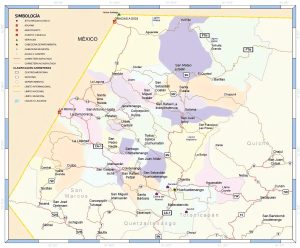 Mapa de las principales ciudades del departamento de Huehuetenango.