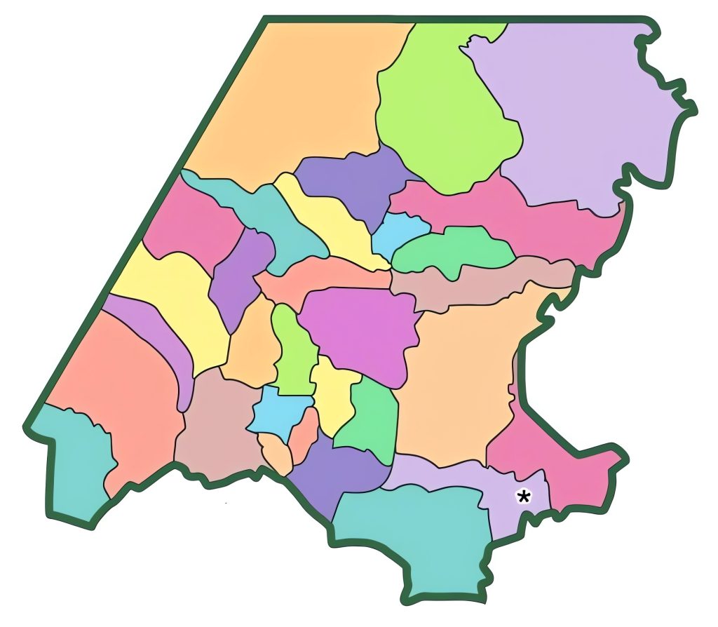 Mapa mudo del Departamento de Huehuetenango.