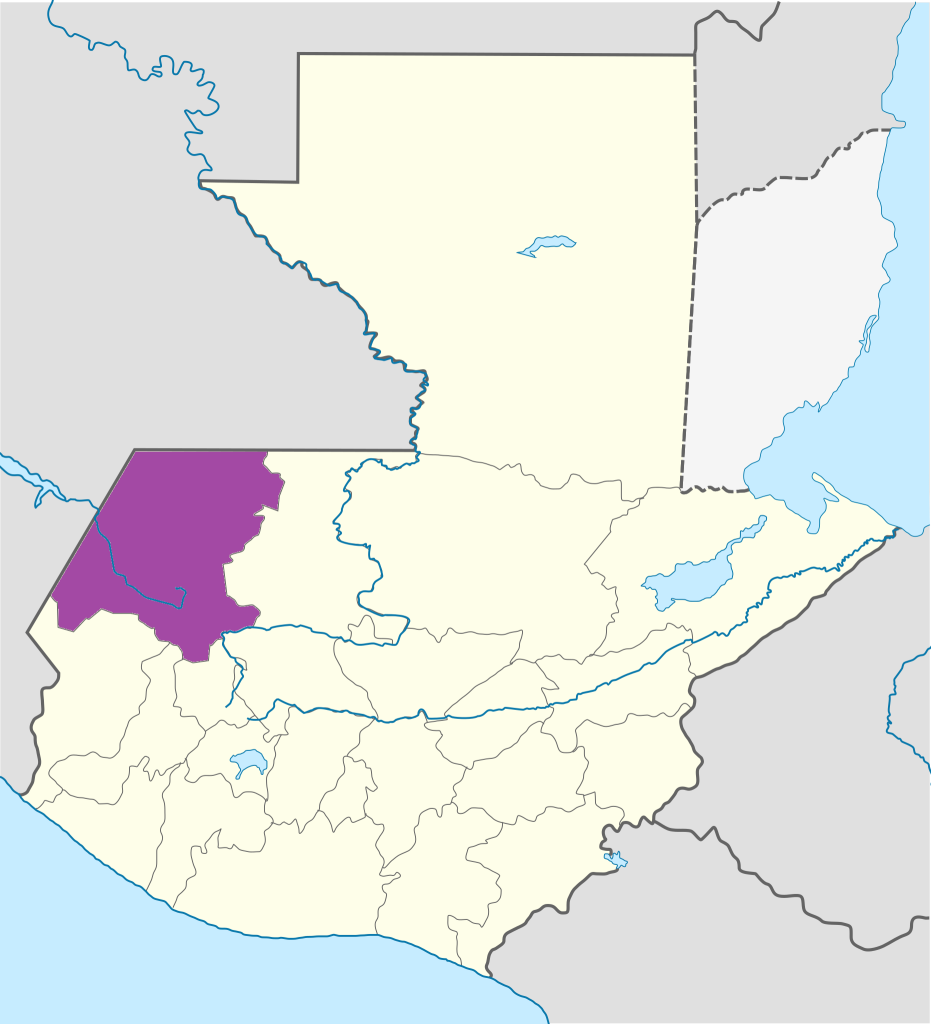Mapa de ubicación del Departamento de Huehuetenango.