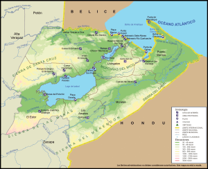 Mapa físico del Departamento de Izabal