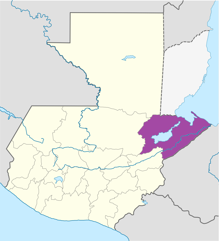 Mapa de ubicación del Departamento de Izabal.