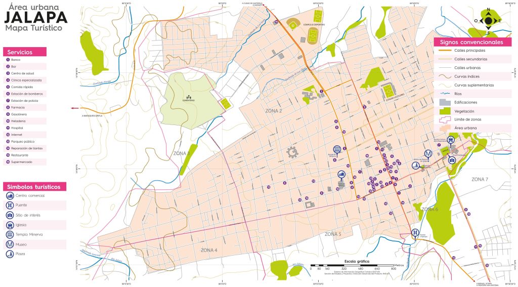 Mapa de la ciudad de Jalapa (Guatemala).