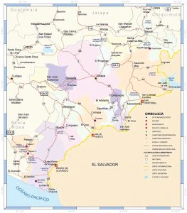 Mapa de las principales ciudades del departamento de Jutiapa.