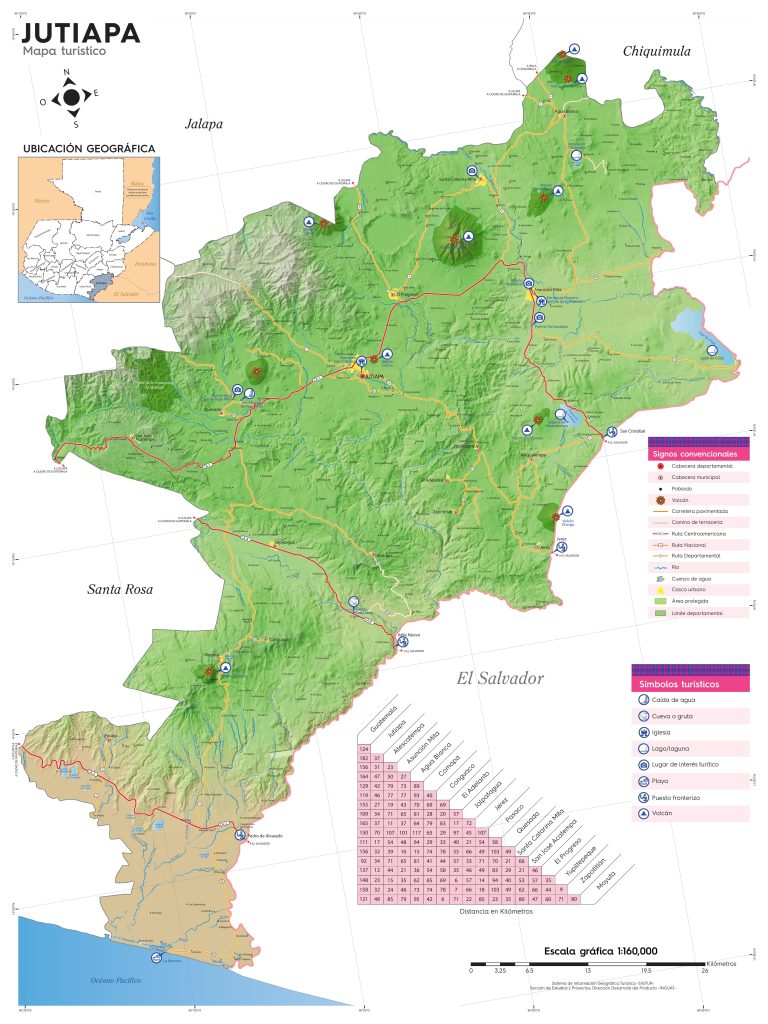 Mapa turistico del Departamento de Jutiapa.