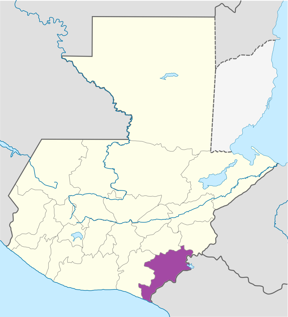 Mapa de ubicación del Departamento de Jutiapa.