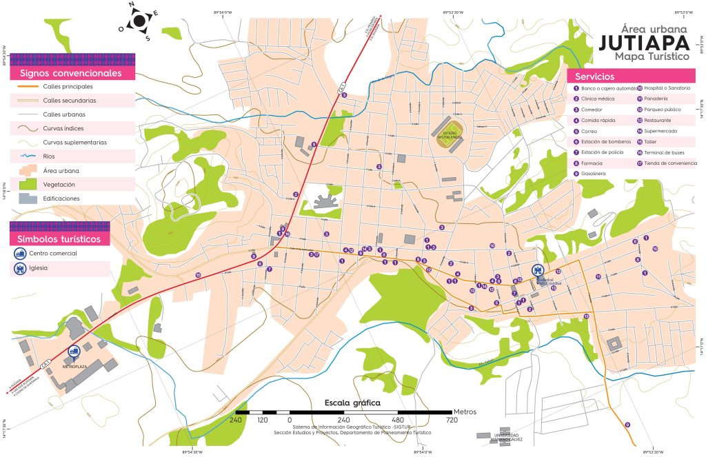 Mapa de la ciudad de Jutiapa.