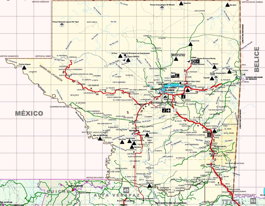 Mapa del Departamento de Petén.