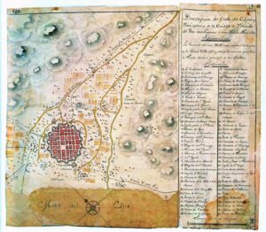 Plano de Trujillo, Perú en el siglo XVIII.