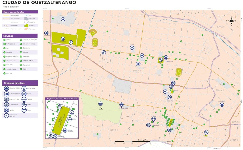 Mapa de la ciudad de Quetzaltenango.