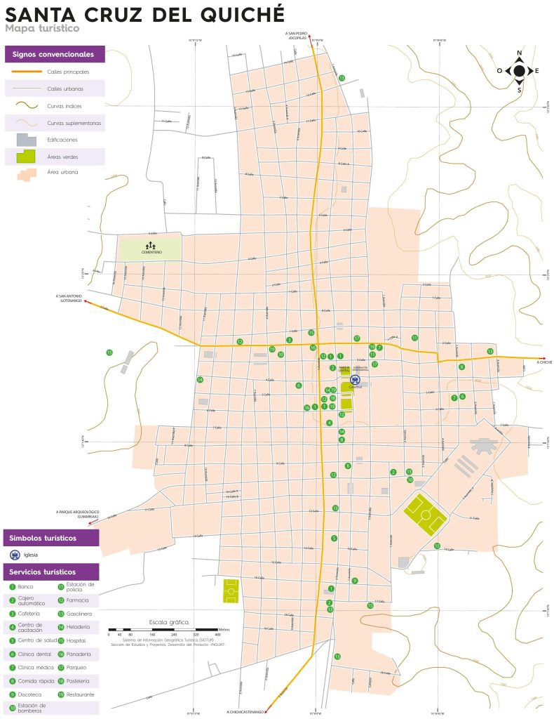 Mapa de la ciudad de Santa Cruz del Quiché.